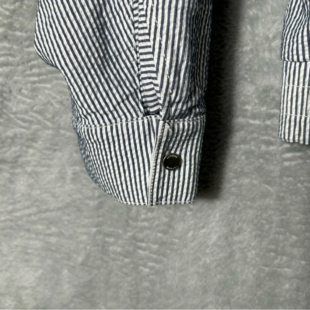 New Lacoste Jacket Mens Size 56 XXL Blue‎ White Seersucker Lined Preppy Striped - Picture 12 of 14